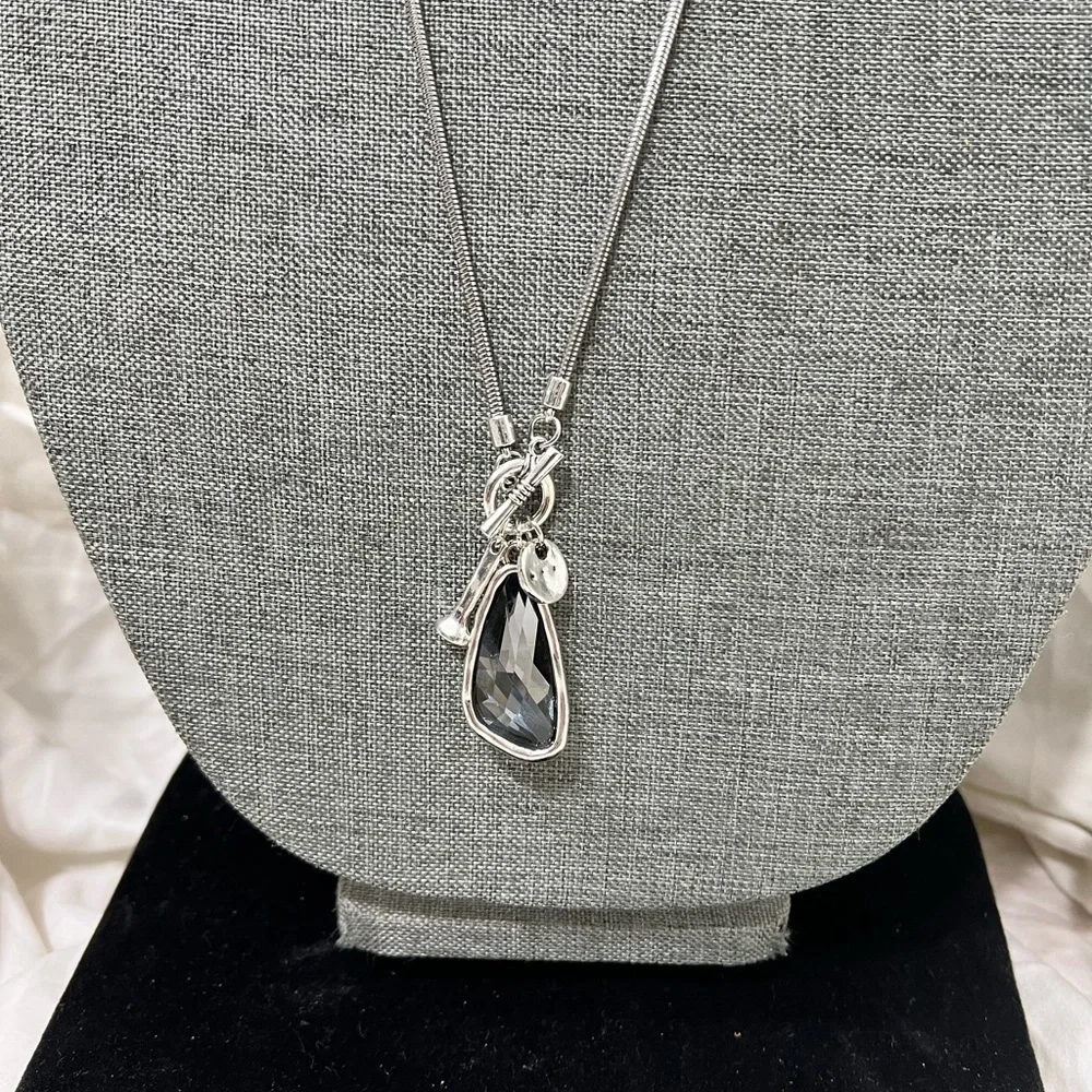 Fashion Jewelry BoHo Chic Style Silver Plated Necklace With Charms. Measures 30”